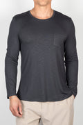 Anthracite grey long-sleeved t-shirt with pocket